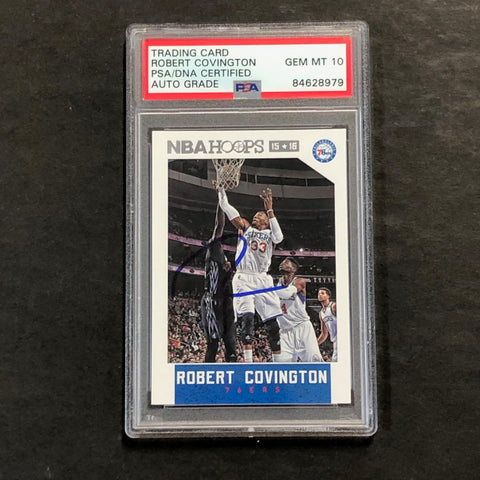 2015-16 NBA Hoops #78 Robert Covington Signed Card AUTO 10 PSA Slabbed 76ers