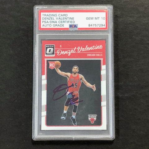 2016-17 Donruss #163 Denzel Valentine Signed Card AUTO 10 PSA Slabbed RC Rookie