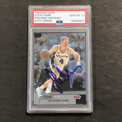 1994-95 Topps Finest #217 Steve Kerr Signed Card AUTO 10 PSA Slabbed Bulls