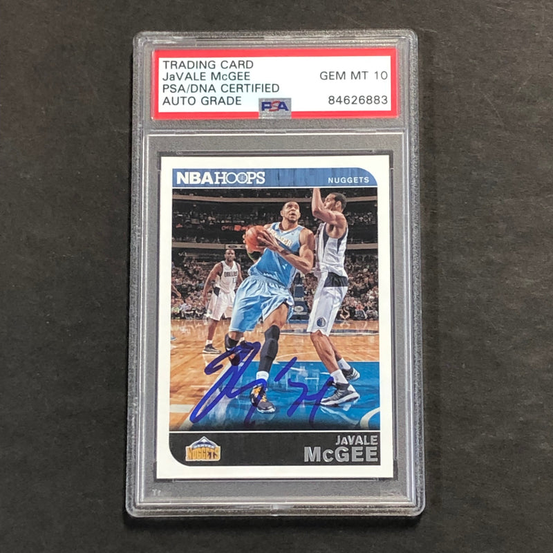 2014-15 NBA Hoops #7 JaVale McGee Signed AUTO 10 PSA Slabbed Nuggets