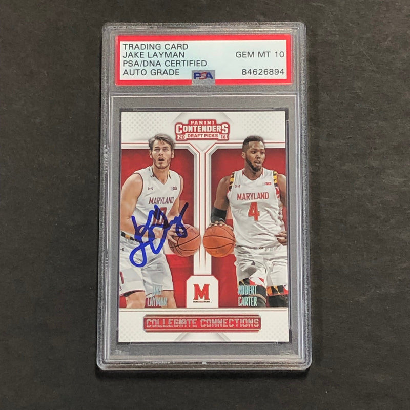2016 Panini Contenders Draft Picks #17 Jake Layman Signed Rookie Card AUTO 10 PSA Slabbed