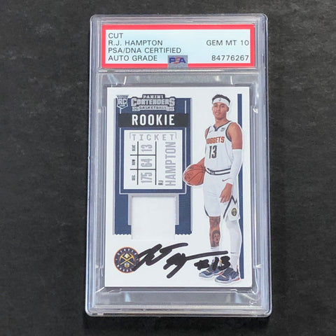 2020-21 Panini Contenders #RS-RJH RJ Hampton signed Auto 10 Card PSA/DNA Slabbed RC Nuggets
