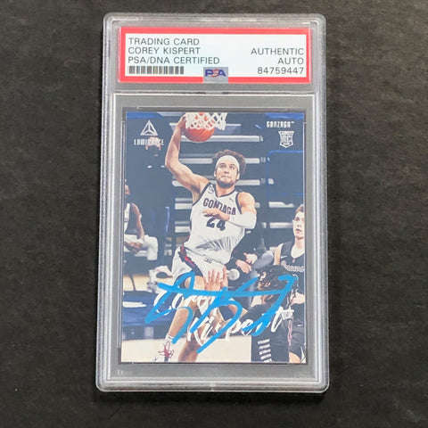 2021-22 Chronicles Luminance #83 COREY KISPERT Signed Card AUTO PSA Slabbed Gonzaga