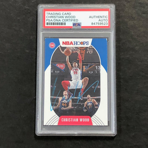 2020-21 Panini NBA Hoops #25 Christian Wood Signed Card AUTO PSA Slabbed Pistons