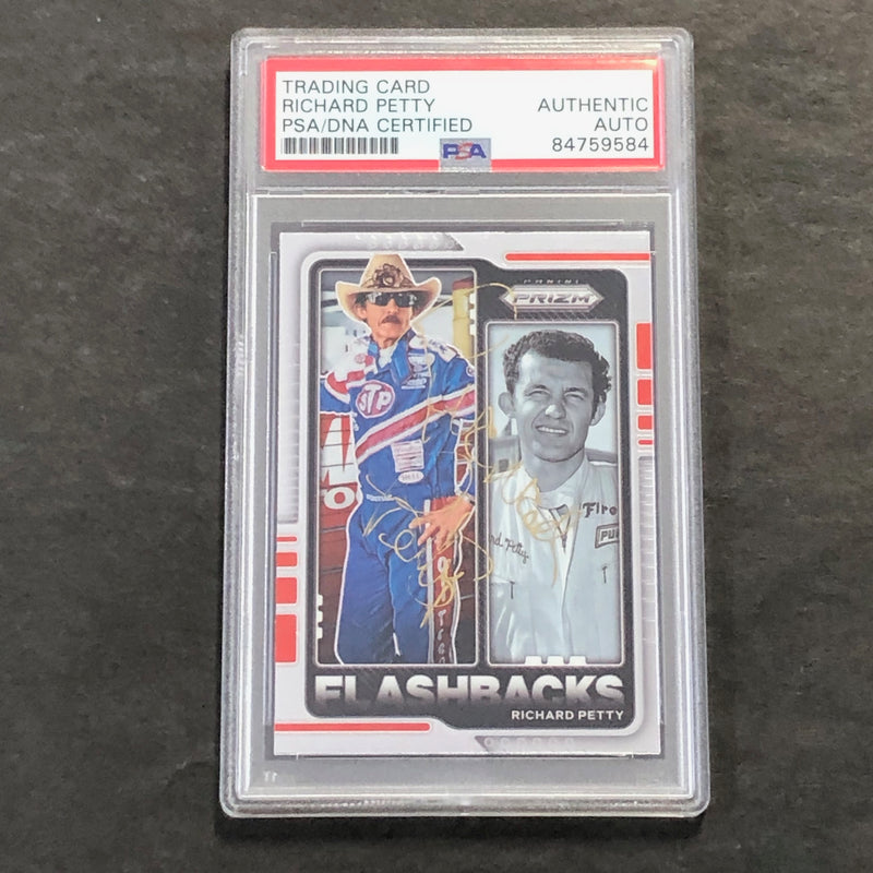 2021 Panini Prizm Racing Flashbacks #77 Richard Petty Signed Card AUTO PSA Slabbed Nascar