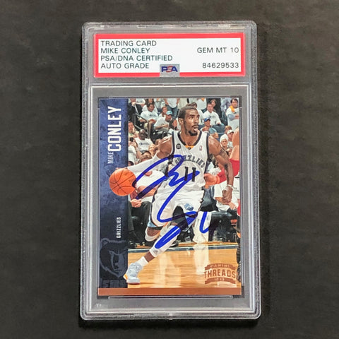 2012-13 Panini Threads #75 Mike Conley signed Auto 10 Card PSA/DNA Slabbed Grizzlies
