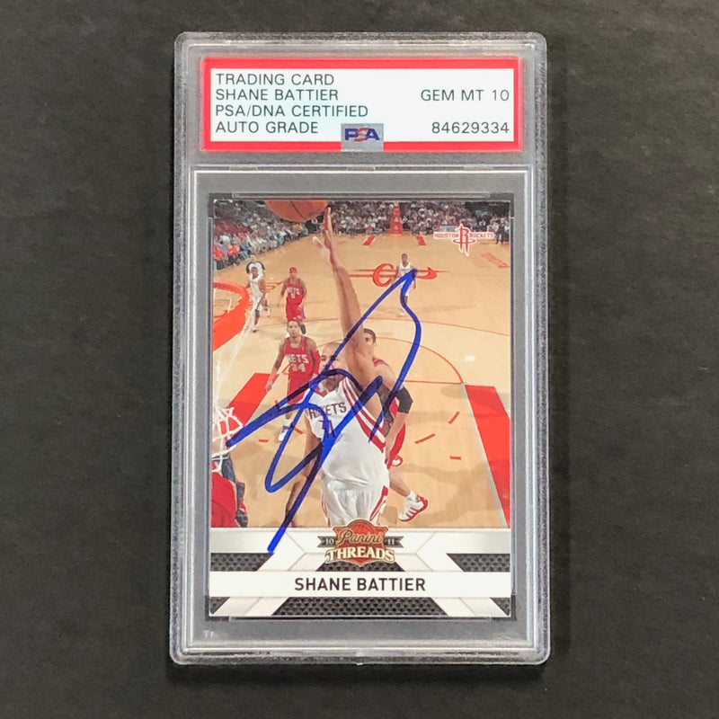 2009-10 Panini Threads #119 Shane Battier Signed Card AUTO 10 PSA/DNA Slabbed Rockets