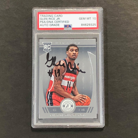2013-14 Panini Totally Certified #219 Glen Rice Jr. Signed Card AUTO GRADE 10 PSA Slabbed RC Wizards