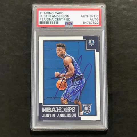 2015-16 NBA Hoops #290 Justin Anderson Signed Card AUTO PSA Slabbed RC Mavericks