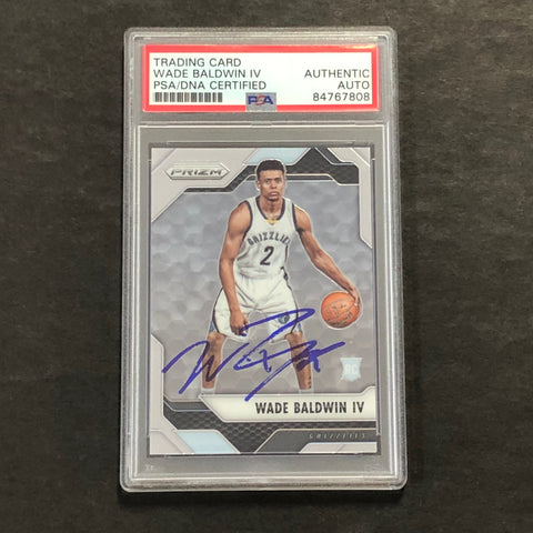 2016-17 Panini Prizm #68 Wade Baldwin IV Signed Card PSA Slabbed Grizzlies