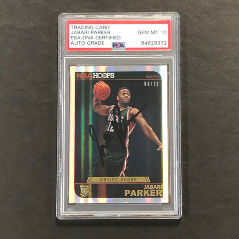 2014-15 NBA Hoops #262 84/99 JABARI PARKER Signed Card AUTO 10 PSA Slabbed RC Bucks