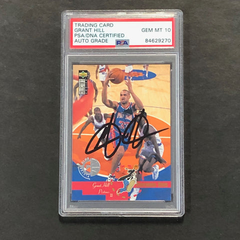 1995-96 Upper Deck Collectors Choice #198 Grant Hill Auto Signed Card PSA/DNA Encapsulation Gem Mint 10