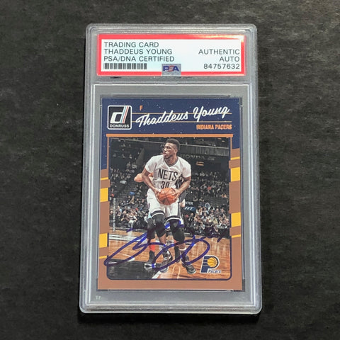 2016-17 Donruss #96 Thaddeus Young Signed Card AUTO PSA Slabbed Pacers