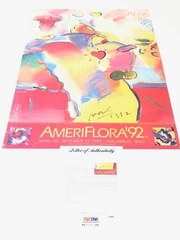 Peter Max signed 24x34 Poster PSA/DNA LOA Autographed