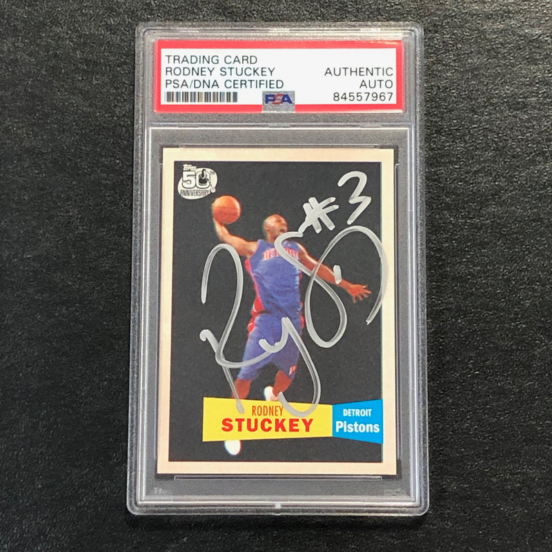 2007-08 Topps 1957-58 #125 Rodney Stuckey Signed Card AUTO PSA Slabbed Pistons