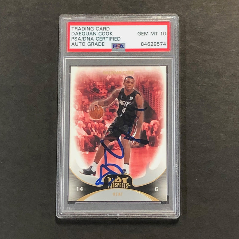 2008-09 Fleer NBA Hot Prospects #19 Daequan Cook Signed Card AUTO 10 PSA Slabbed Heat