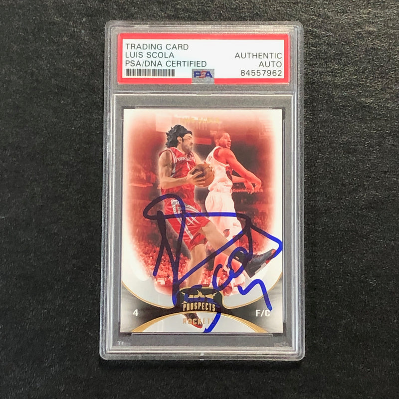 2008-09 Hot Prospects #77 Luis Scola Signed Card AUTO PSA/DNA Slabbed Rockets