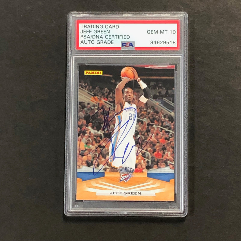 2009-10 Panini Basketball #230 Jeff Green Signed Card AUTO GRADE 10 PSA/DNA Slabbed Thunder