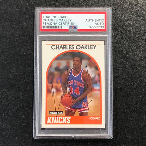 1989-90 NBA Hoops #213 Charles Oakley Signed Card AUTO PSA Slabbed Knicks