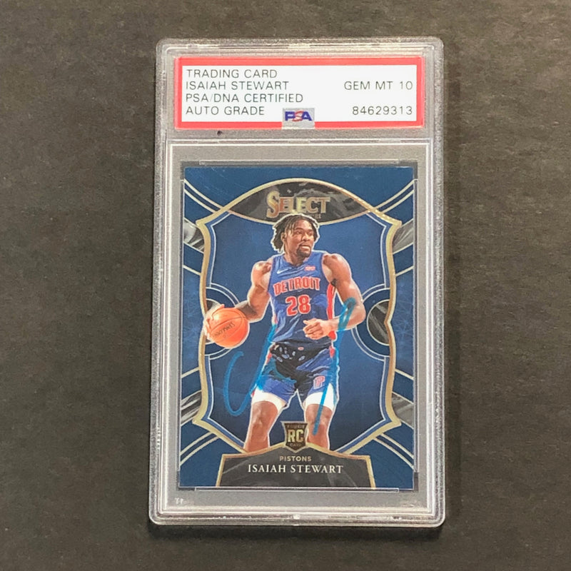 2020-21 Panini Select #76 Isaiah Stewart Signed Card AUTO GRADE 10 PSA Slabbed RC Pistons