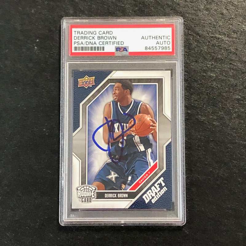 2009 UPPER DECK DRAFT EDITION #24 DERRICK BROWN Signed Card PSA Slabbed Auto RC Xavier