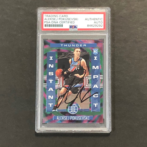 2020-21 Panini Ilussions Instant Impact #22 Aleksej Pokusevski Signed Card AUTO PSA Slabbed RC Thunder