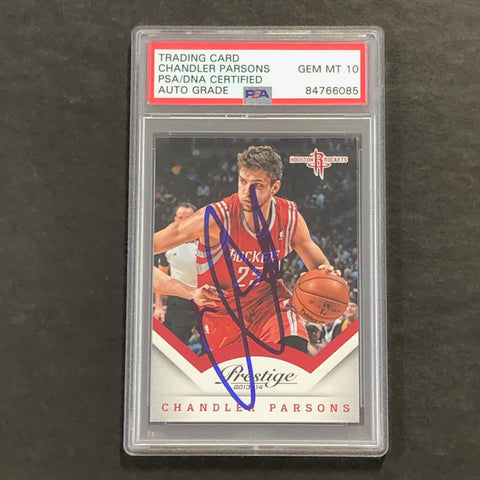 2013-14 Panini Prestige #113 Chandler Parsons Signed Card AUTO 10 PSA/DNA Slabbed Rockets