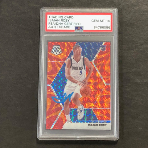 2019-20 Panini Mosaic #232 Isaiah Roby Signed Card AUTO GRADE 10 PSA Slabbed RC Mavericks
