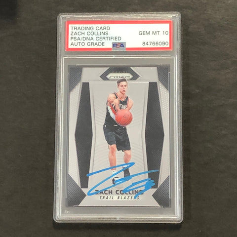 2017-18 Panini Prizm #144 ZACH COLLINS Signed Card AUTO 10 PSA Slabbed RC Blazers