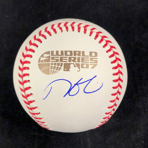DUSTIN PEDROIA Signed 2007 WS Baseball PSA/DNA Boston Red Sox Autographed