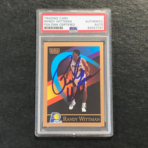 1990-91 SkyBox #389 Randy Wittman Signed Card AUTO 10 PSA Slabbed Pacers