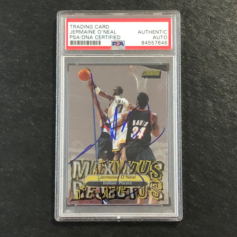 2001-02 Stadium Club #MR8 Jermaine O'Neal Signed Card AUTO PSA Slabbed Pacers