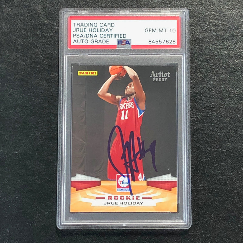 2009-10 Panini #367 Jrue Holiday Signed Card AUTO 10 PSA Slabbed RC 76ers