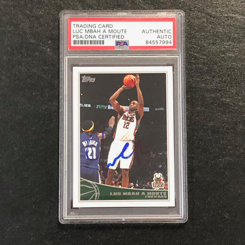 2009-10 Topps #159 Luc Mbah a Moute Signed Card AUTO PSA Slabbed Bucks