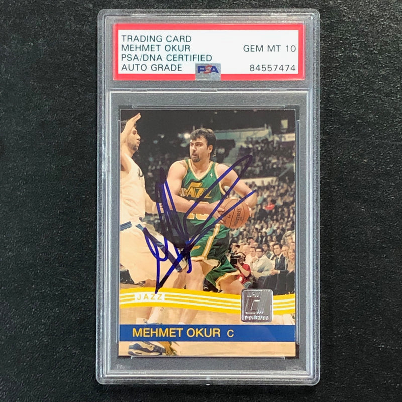 2010-11 Donruss #147 Mehmet Okur Signed Card AUTO 10 PSA Slabbed Jazz