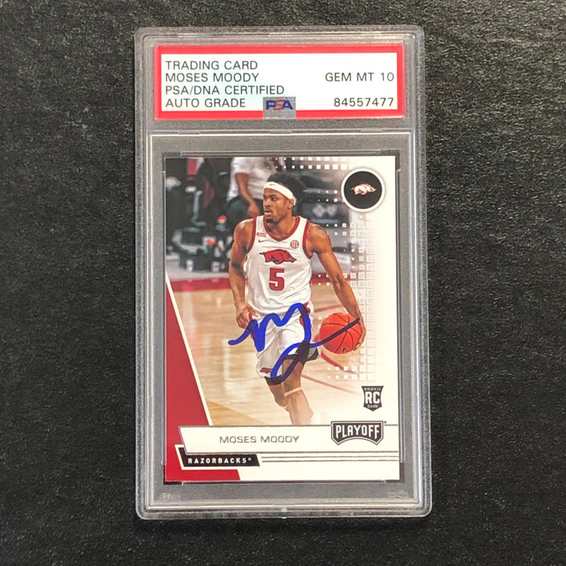 2021-22 Chronicles Draft Picks Playoff #362 Moses Moody Signed Card AUTO 10 PSA Slabbed Arkansas Razorbacks