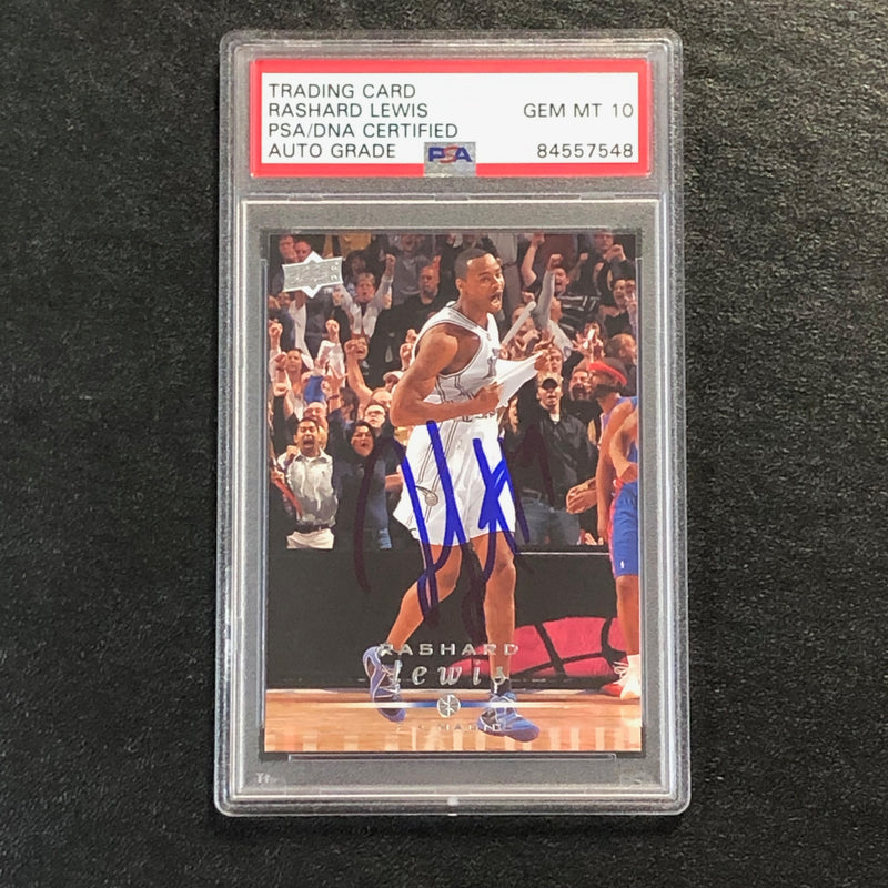 2008-09 Upper Deck #139 Rashard Lewis Signed Card AUTO 10 PSA/DNA Slabbed Magic