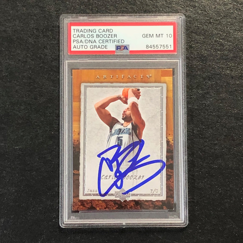 2007-08 Artifacts Basketball #96 Carlos Boozer  Signed Card AUTO 10 PSA Slabbed Jazz
