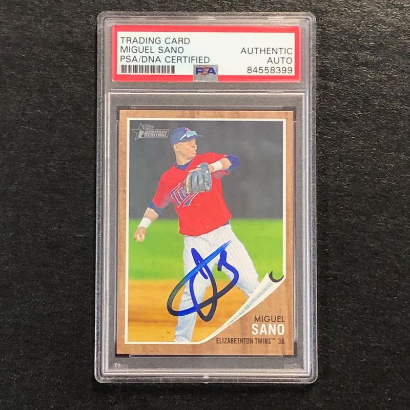 2011 TOPPS HERITAGE #64 MIGUEL SANO Signed Card PSA Auto Slabbed Auto Twins