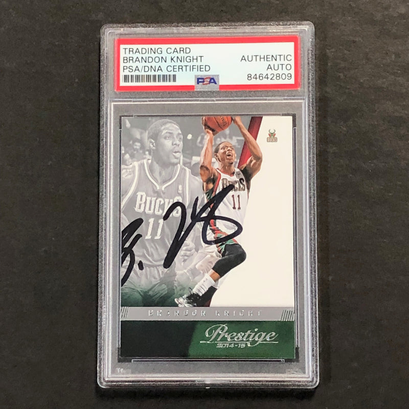 2014-15 Panini Prestige #56 Brandon Knight Signed Card AUTO PSA Slabbed Bucks