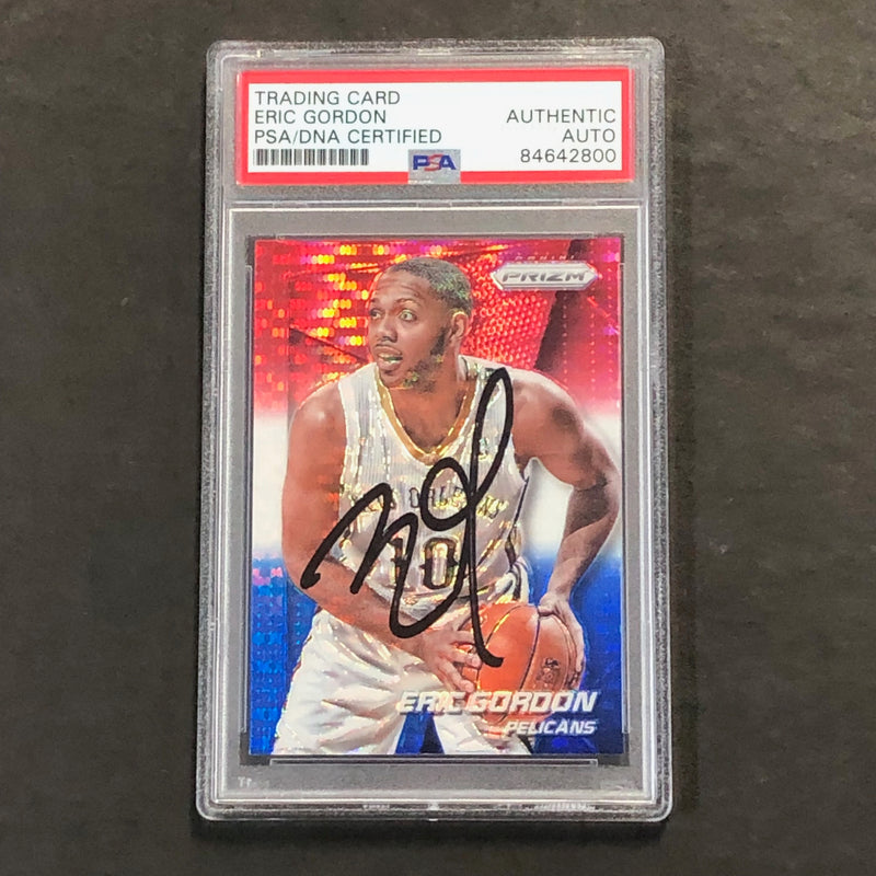 2014-15 Panini Prizm #23 Red White Blue Eric Gordon Signed Card AUTO PSA Slabbed Pelicans