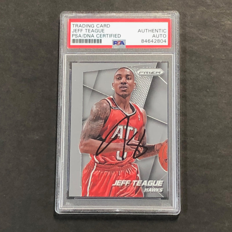 2014-15 Panini Prizm #75 Jeff Teague Signed Card AUTO PSA Slabbed Hawks