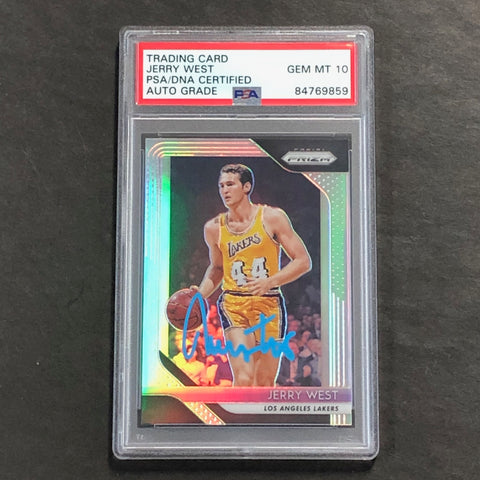 2018-19 Panini Prizm Silver #145 JERRY WEST Signed Card Auto 10 PSA Slabbed Lakers