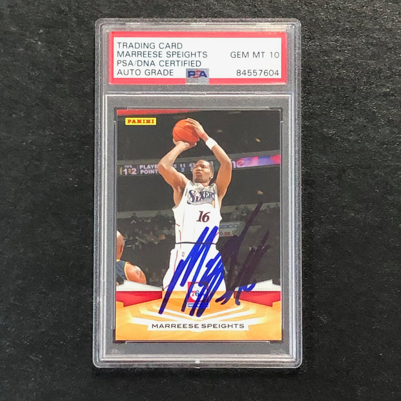 2009-10 Panini Basketball #37 Marreese Speights Signed Card AUTO 10 PSA Slabbed 76ers