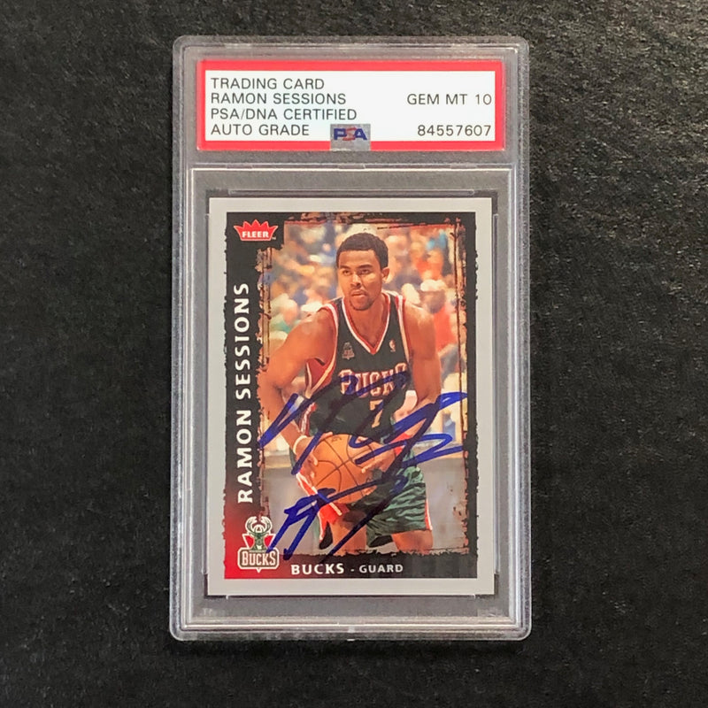 2008-09 Fleer #85 Ramon Sessions Signed AUTO 10 PSA Slabbed Bucks