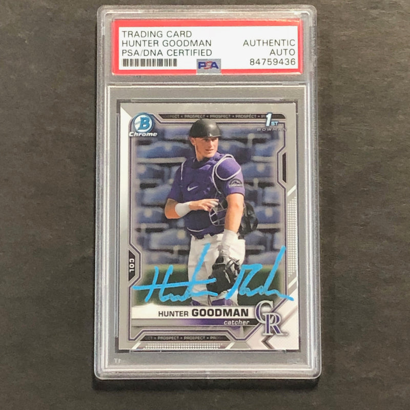 2022 Bowman Draft Chrome 1st Bowman #BDC-66 Hunter Goodman Signed Card PSA Slabbed Auto Rockies