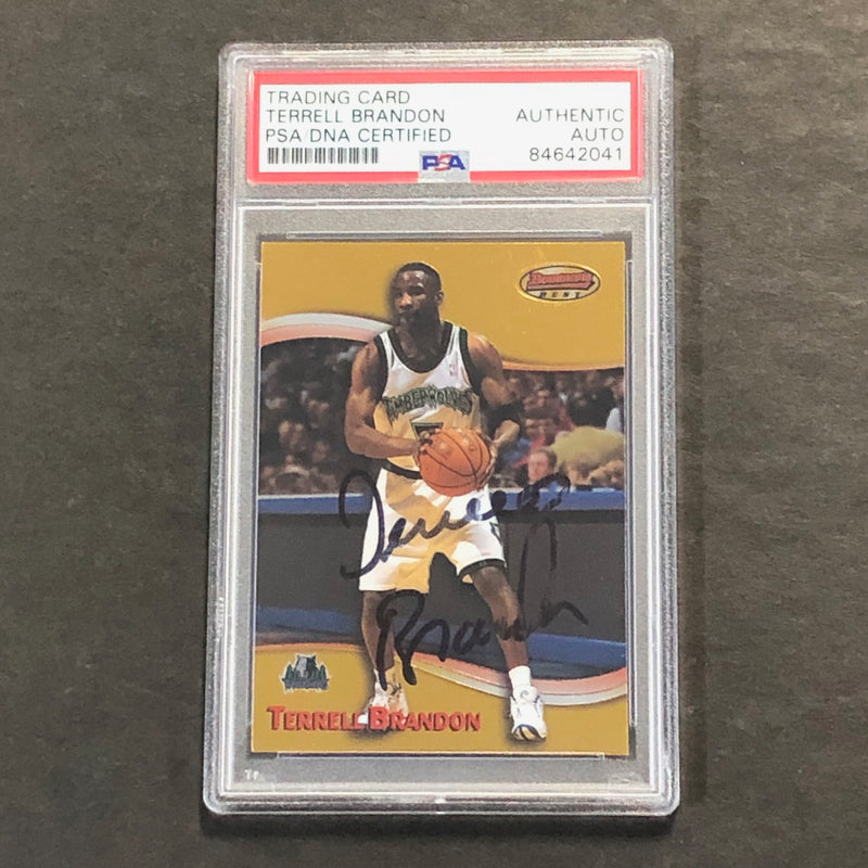 1999 Bowman Best #4 Terrell Brandon Signed Card AUTO PSA/DNA Slabbed Bucks