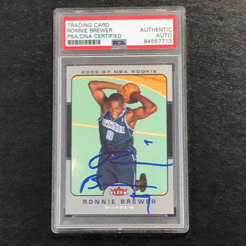 2006-07 Fleer Basketball #211 Ronnie Brewer Signed Card AUTO PSA Slabbed RC Jazz