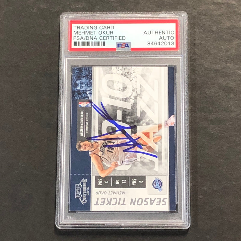 2009-10 Panini Playoff Contenders #67 Mehmet Okur Signed Card AUTO PSA Slabbed Jazz