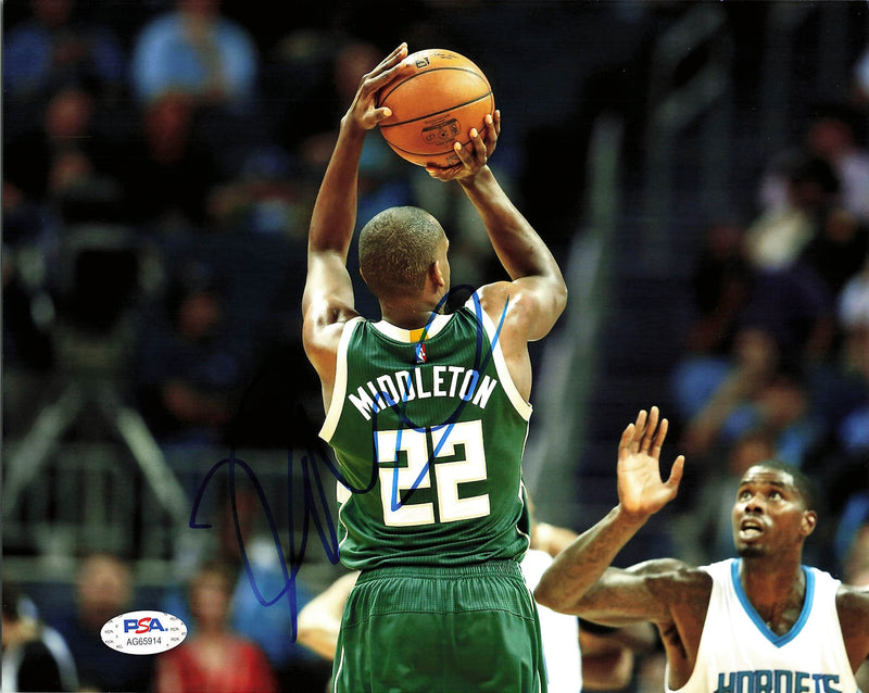 Khris Middleton signed 8x10 photo PSA/DNA Milwaukee Bucks Autographed